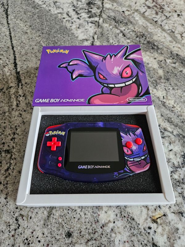 Gengar Gameboy Advance Console New IPS Screen!, Style: Gengar GBA w/Purple Box