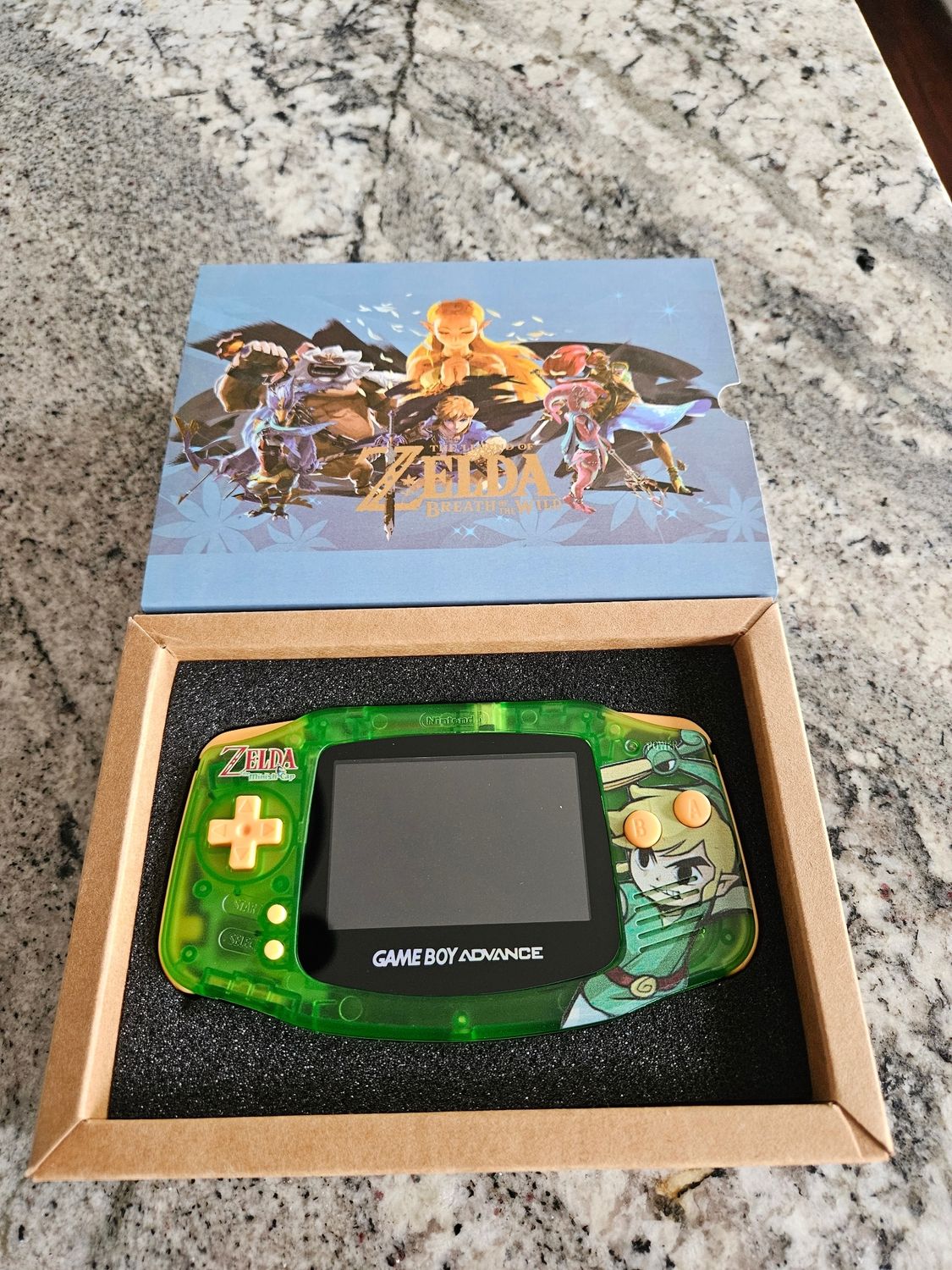 Zelda Gameboy Advance Console New IPS Screen!, Style: Zelda GBA w/Blue box