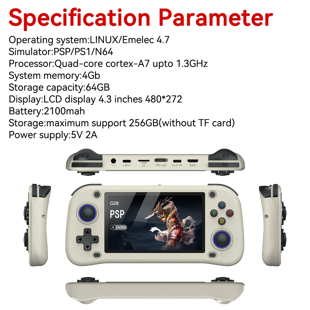 G28 Retro Handheld Game Console – Portable 4.3" Display & Classic Games 3
