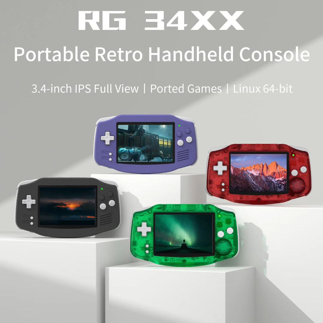 Anbernic Modded Console RG34XX– 3.4" HD Screen, 5000+ Games, WiFi & TV Output — Plug & Play Console — Sky Blue · 5000 Built-In Games