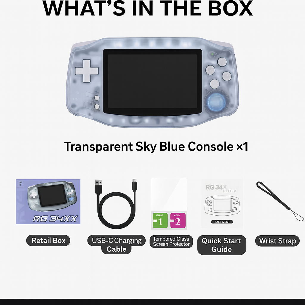 Anbernic Modded Console RG34XX– 3.4" HD Screen, 5000+ Games, WiFi & TV Output — Plug & Play Console — 5000 Built-In Games 5