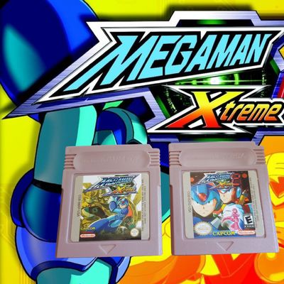 Mega Man Xtreme 1 &amp; 2 Gameboy Color cartridges – fast-paced action platformers.