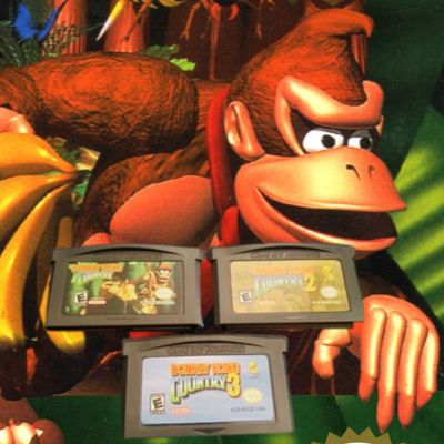 Donkey Kong Country 1, 2 &amp; 3 Gameboy Advance cartridges – complete platformer trilogy.