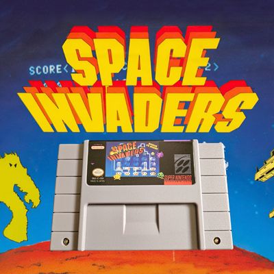 Space Invaders SNES cartridge – iconic alien shooter port.