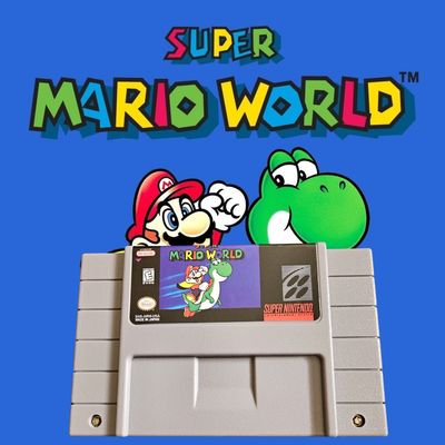 Super Mario World SNES cartridge – legendary platformer adventure.