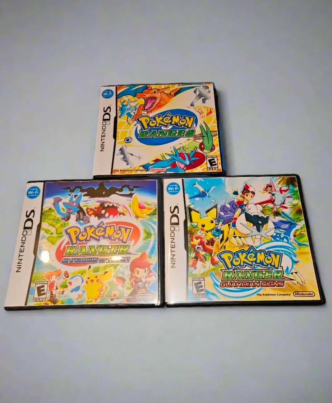 Pokemon Ranger, Shadows of Almia, & Guardian Signs — Complete Bundle with Reproduction Boxes for Nintendo DS