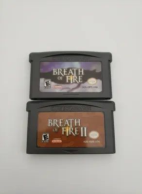 Breath of Fire 1 &amp; 2 Gameboy Advance GBA clean purple &amp; brown Nintendo cartridges.