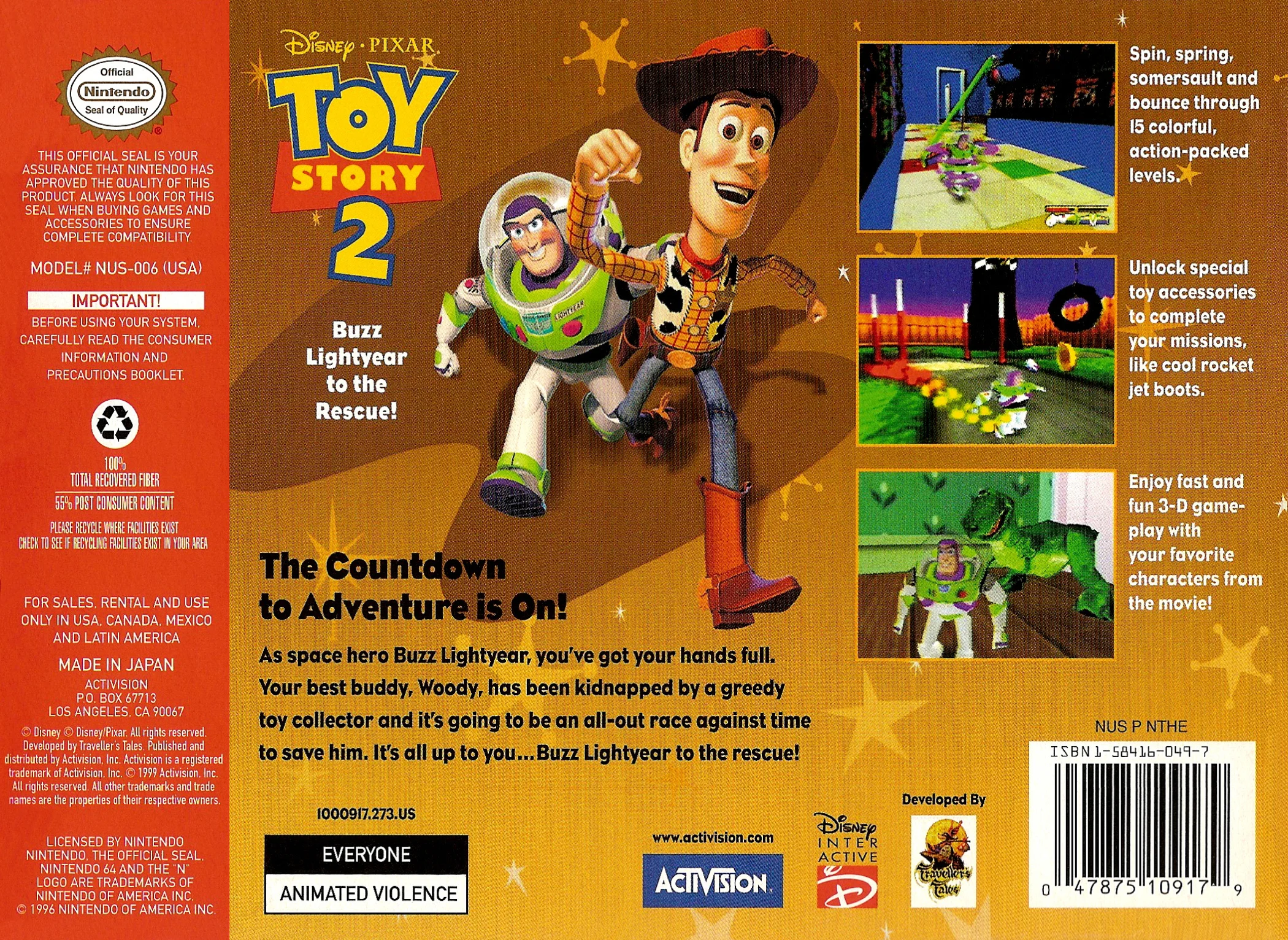 Toy Story 2: Buzz Lightyear to the Rescue! – Nintendo 64 (N64) 3D Action-Platformer Game (N64) — photo 5 of 5