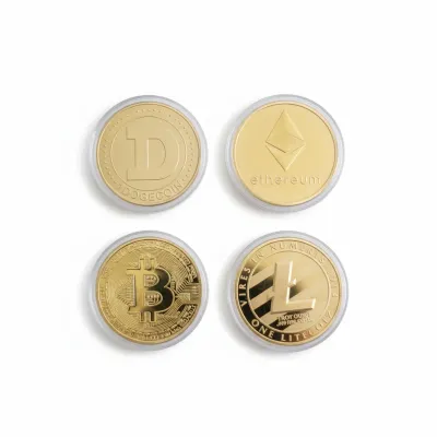 Crypto Metal Coins Bitcoin, Ethereum, Dogecoin, &amp; Litecoin