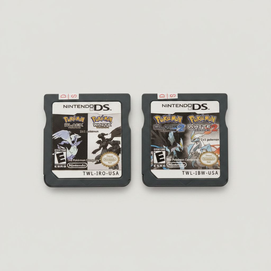 Pokemon Black and White, Black 2 and White 2 game cartridges for Nintendo DS