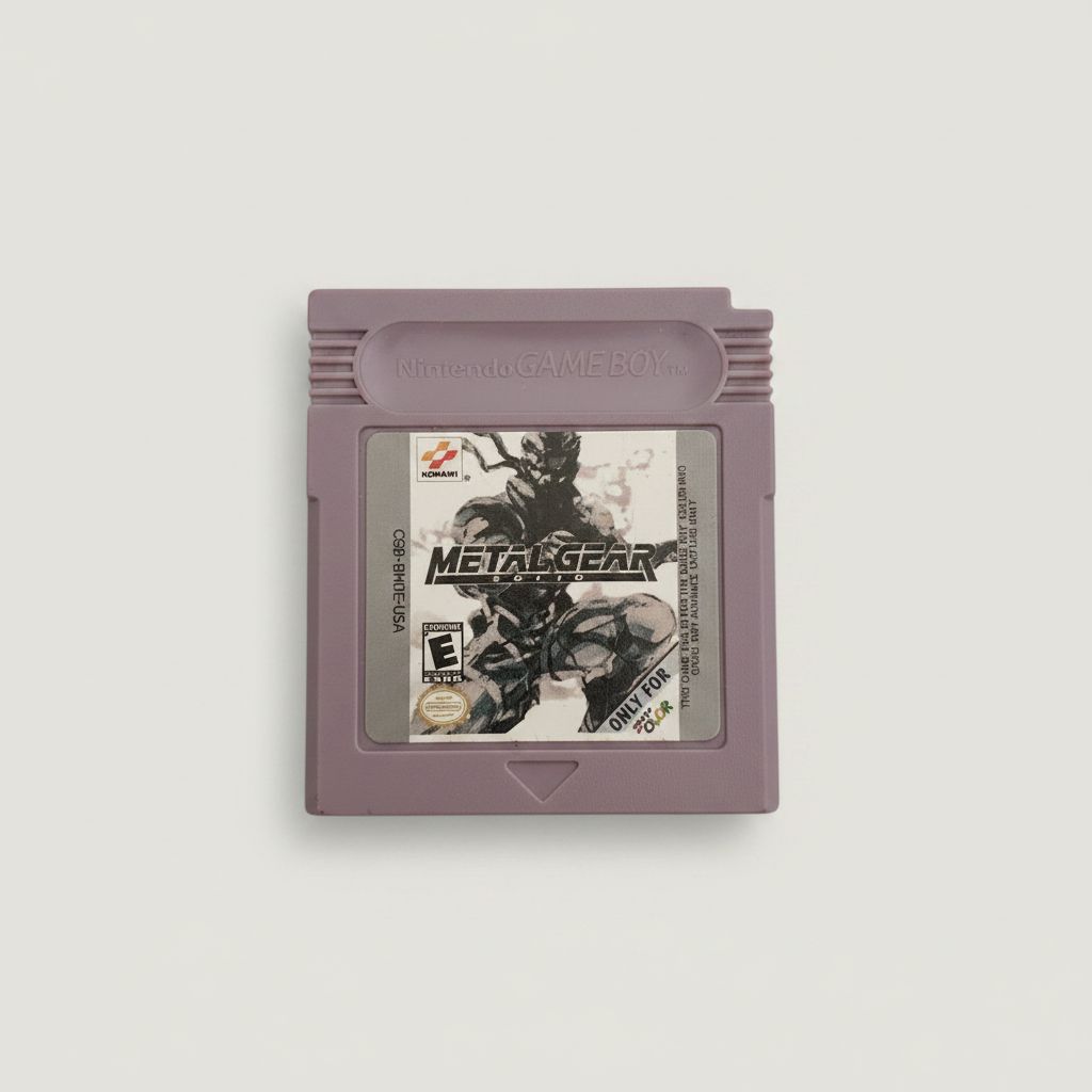 Metal Gear Solid Gameboy Color! Grey Nintendo cart, Konami logo, E rating, clean.