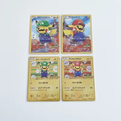 Mario &amp; Luigi Pikachu Metal Gold Pokémon Cards