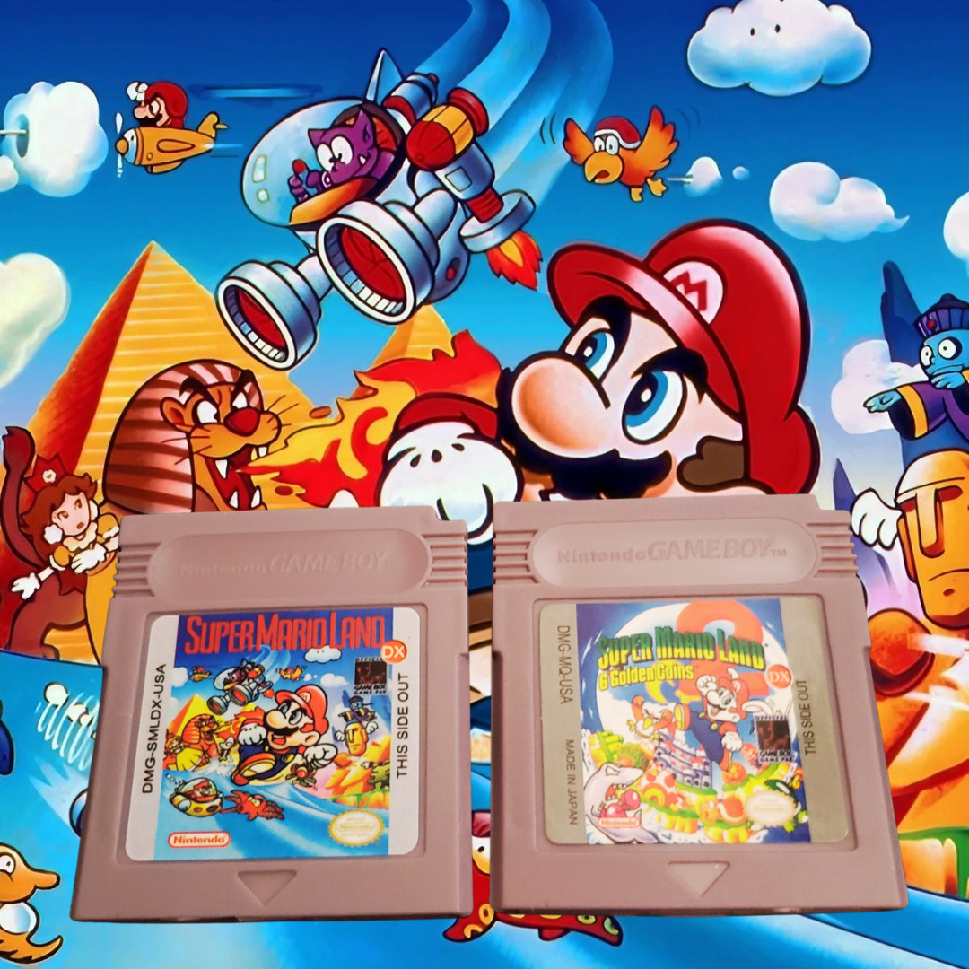 Super Mario Land 1 &amp; 2 Gameboy Color cartridge – vintage Mario adventure games.