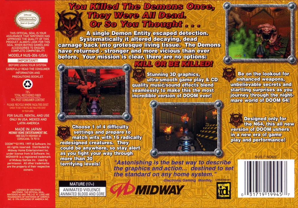 N64 Doom 64 – Nintendo 64 (N64) First-Person Shooter Game (N64) — photo 5 of 5