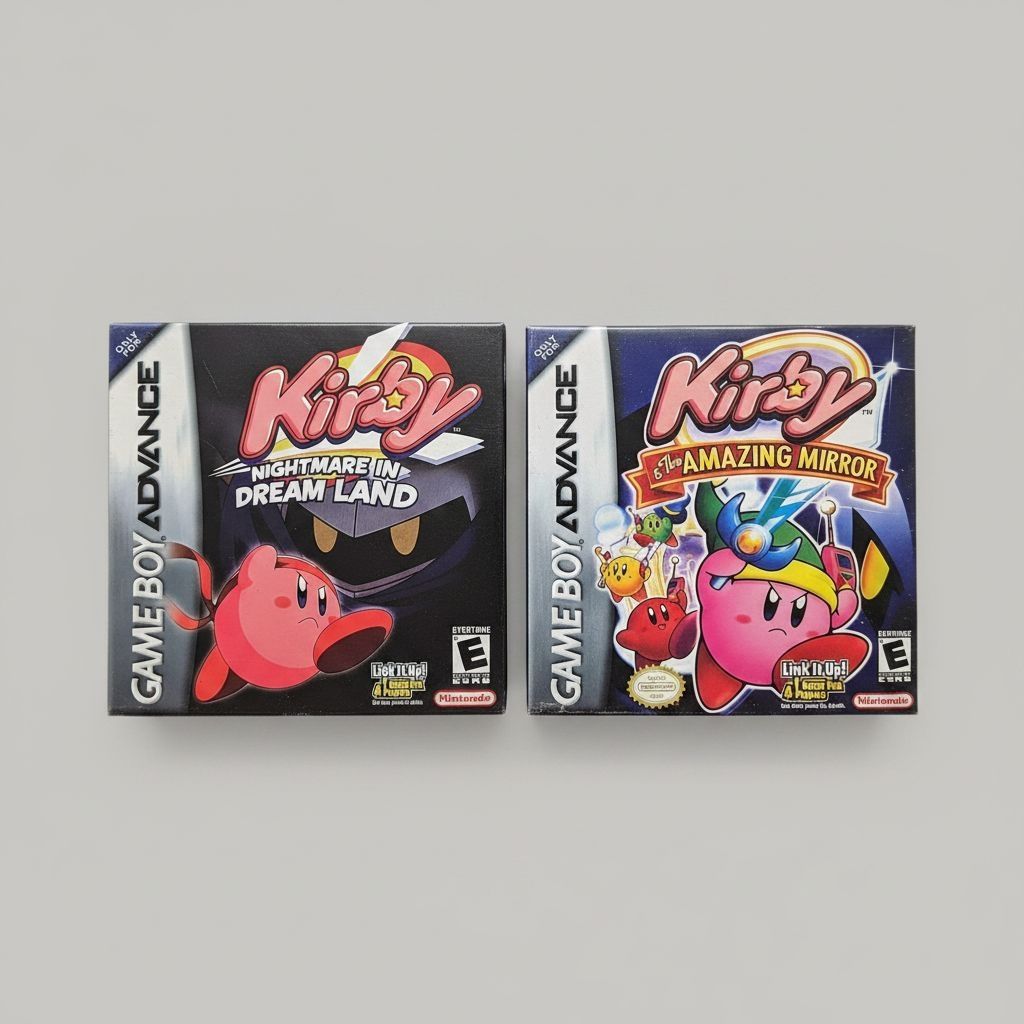 Kirby Nightmare in Dreamland & The Amazing Mirror for Gameboy Advance — Complete Bundle with Reproduction Boxes for Gameboy Advance (GBA)