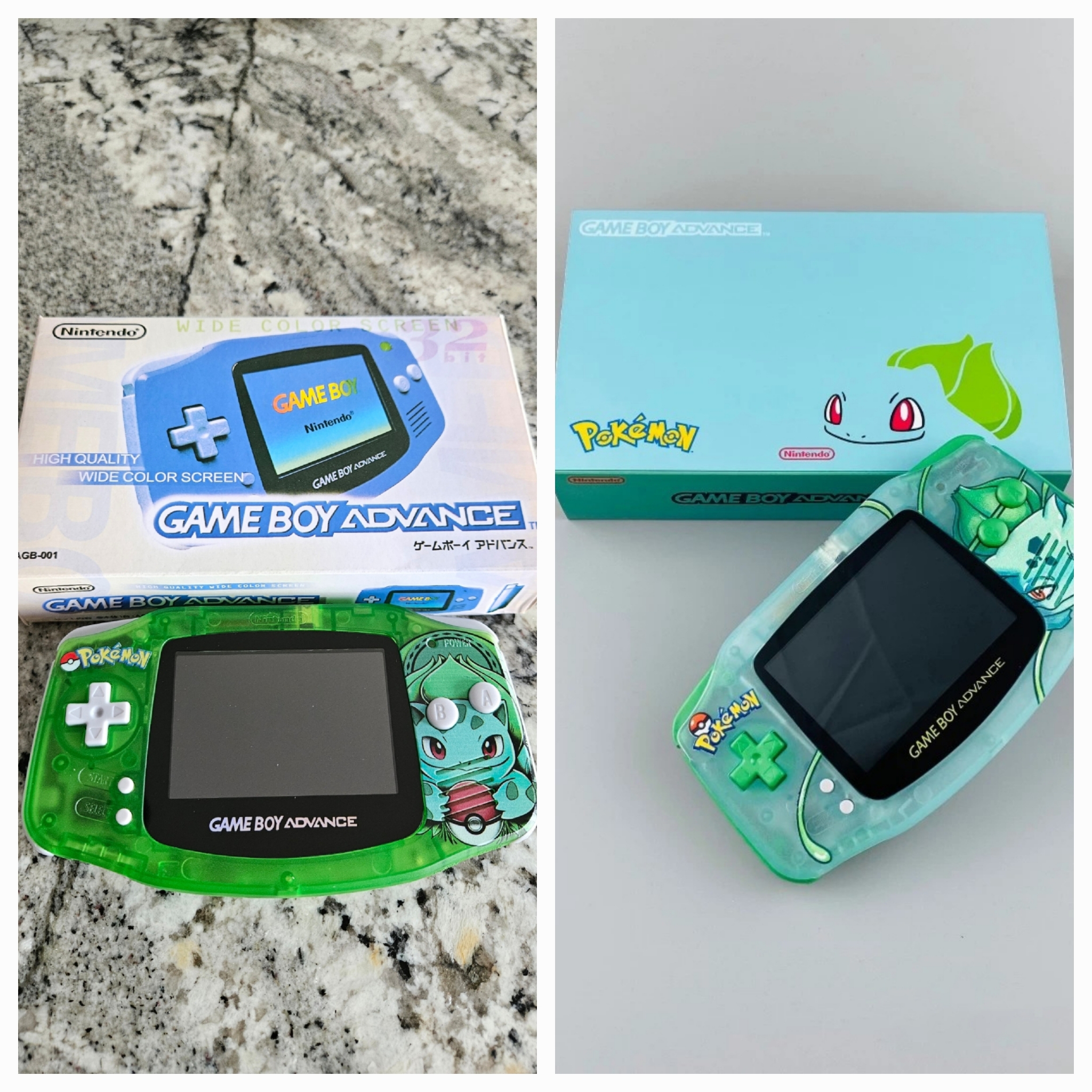 Gameboy Advance Console (IPS) — Game Boy Advance — Bulbasaur GBA W & Generic Box 8