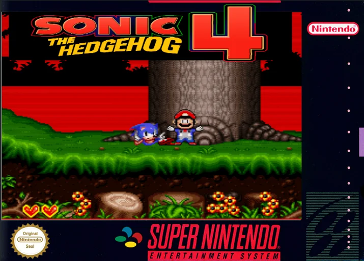 Sonic The Hedgehog 4 – Super Nintendo Entertainment System (SNES) Platformer Game front cover art