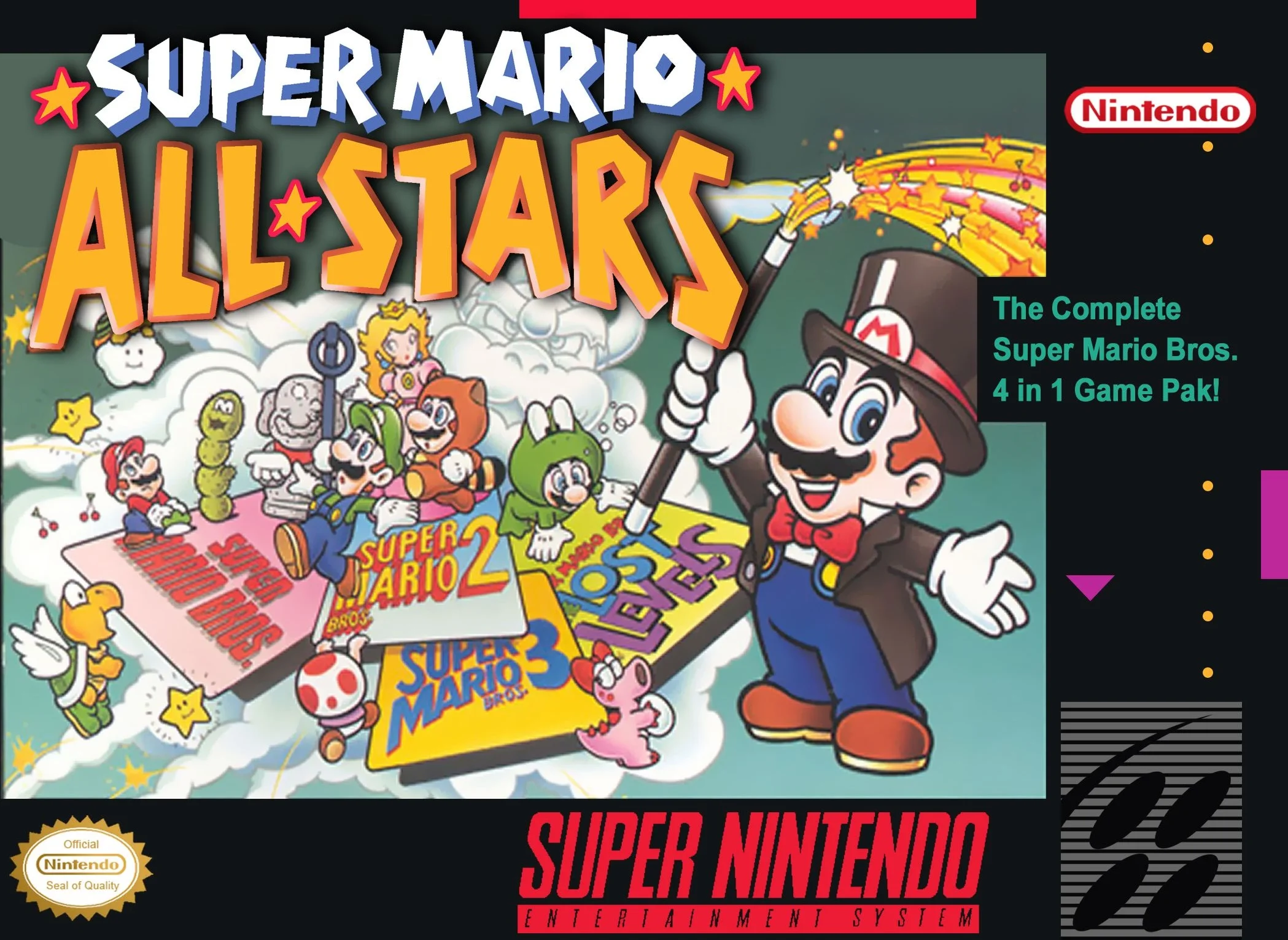 Super Mario All-Stars – Super Nintendo Entertainment System (SNES) Platformer Game front cover art