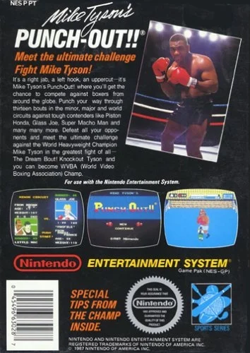 Mike Tyson's Punch-Out!! – Nintendo Entertainment System (NES) Sports Game back cover art