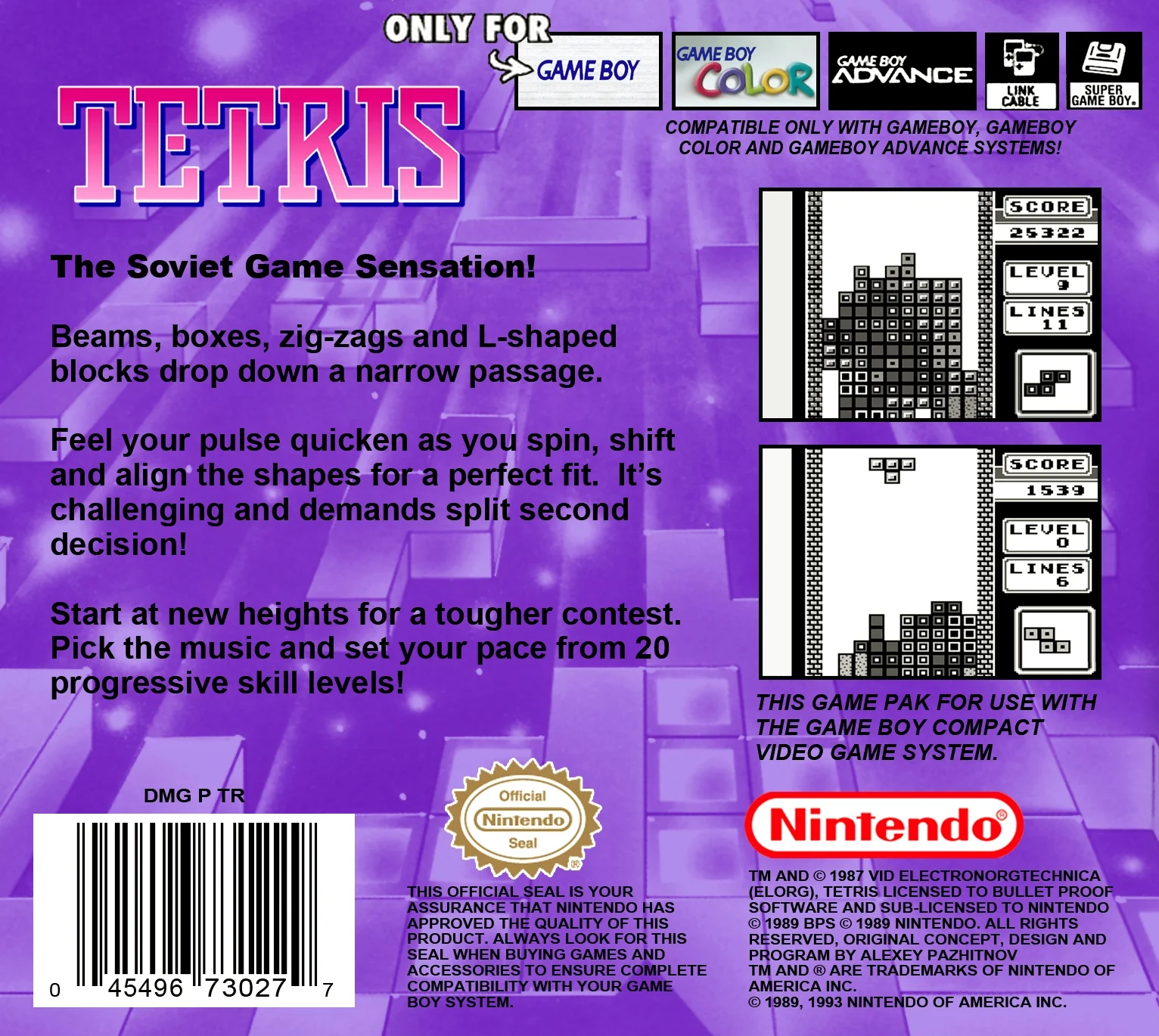 Tetris – Nintendo DS (NDS) back cover art