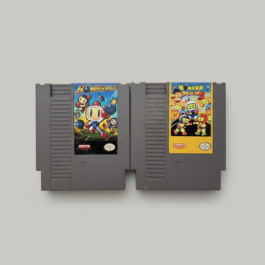 Bomberman 1 & 2 (NES Game Cartridges)
