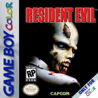 Resident Evil Gameboy Color! Capcom box art featuring red logo, zombie, and RP ESRB rating.