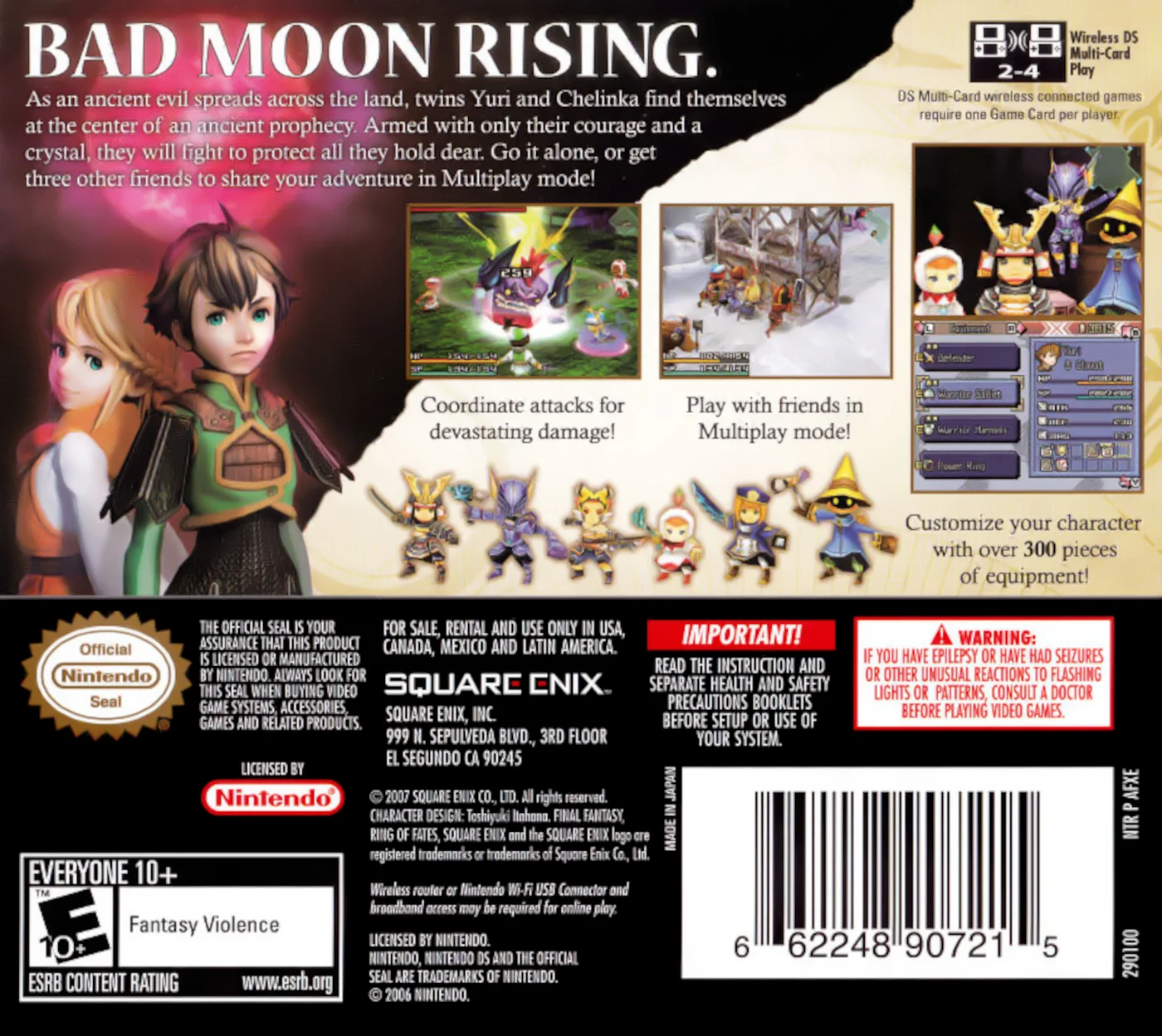 Final Fantasy Crystal Chronicles: Ring of Fates – Nintendo DS (NDS) RPG Game back cover art