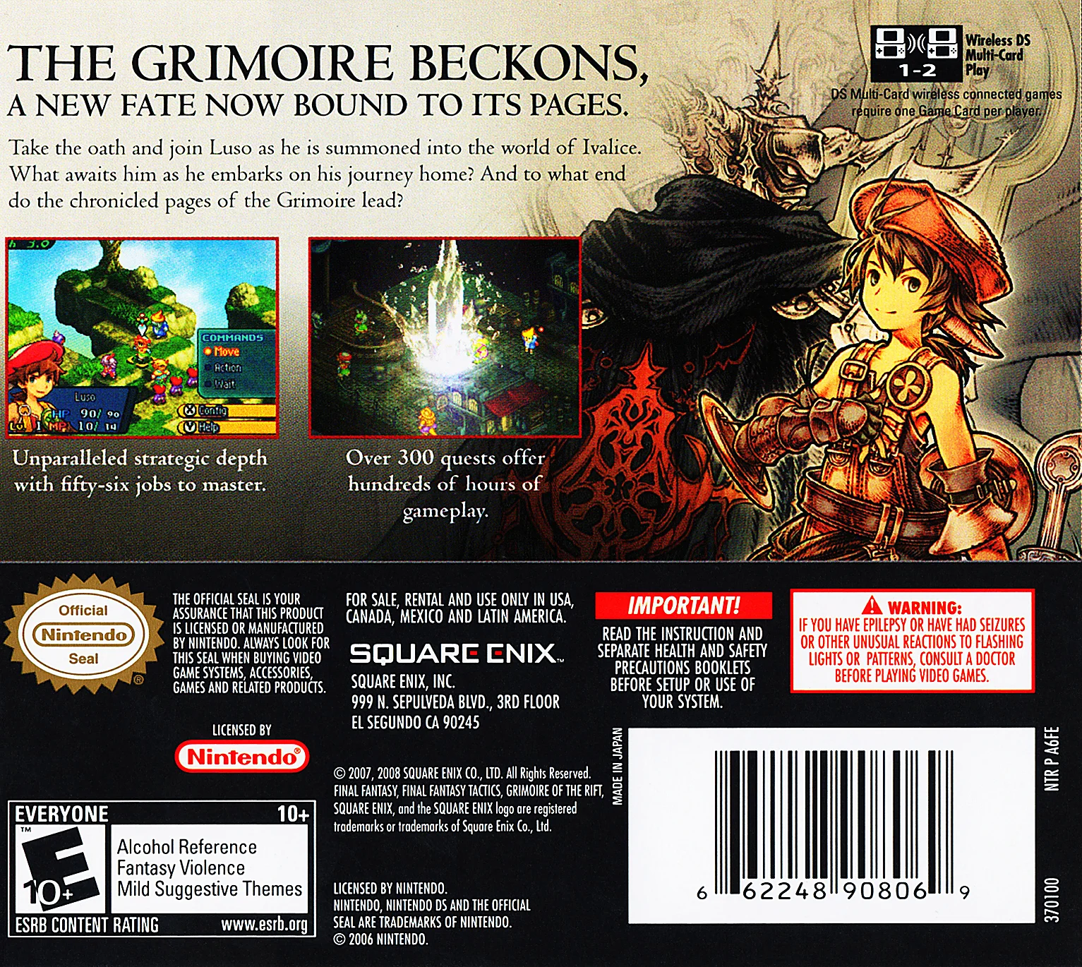 FF Final Fantasy Tactics A2: Grimoire of the Rift – Nintendo DS (NDS) Strategy Game back cover art