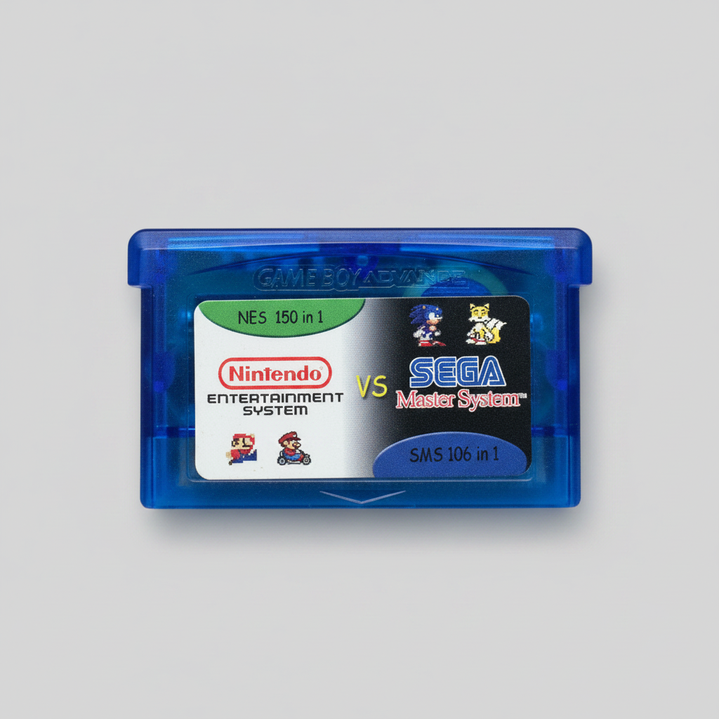 NES vs SEGA GBA Cartridge – 256 Classic Games (150 NES/106 SEGA)