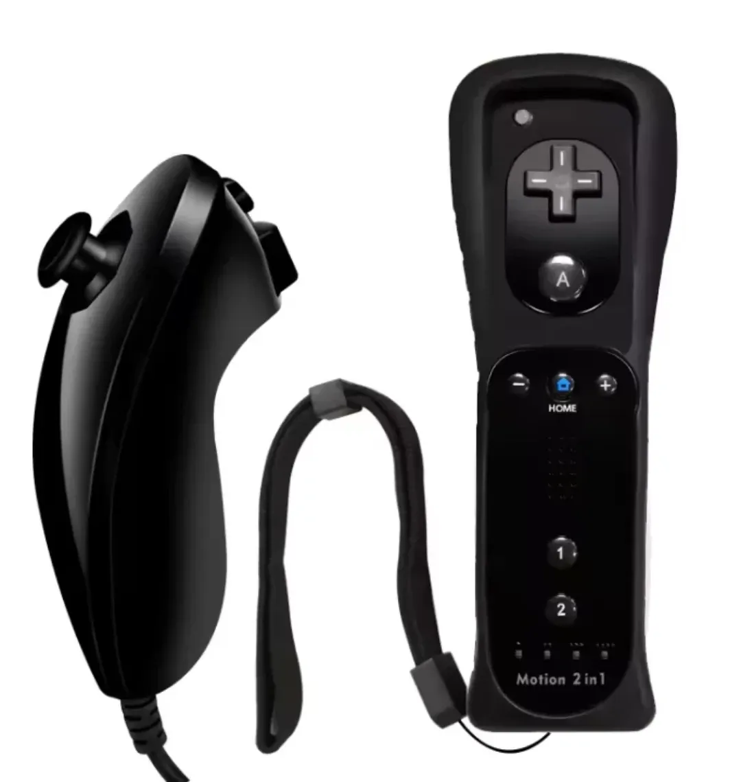 Wii Remote & Nunchuk Controller with Motion Plus – Compatible for Nintendo Wii & Wii U — Black