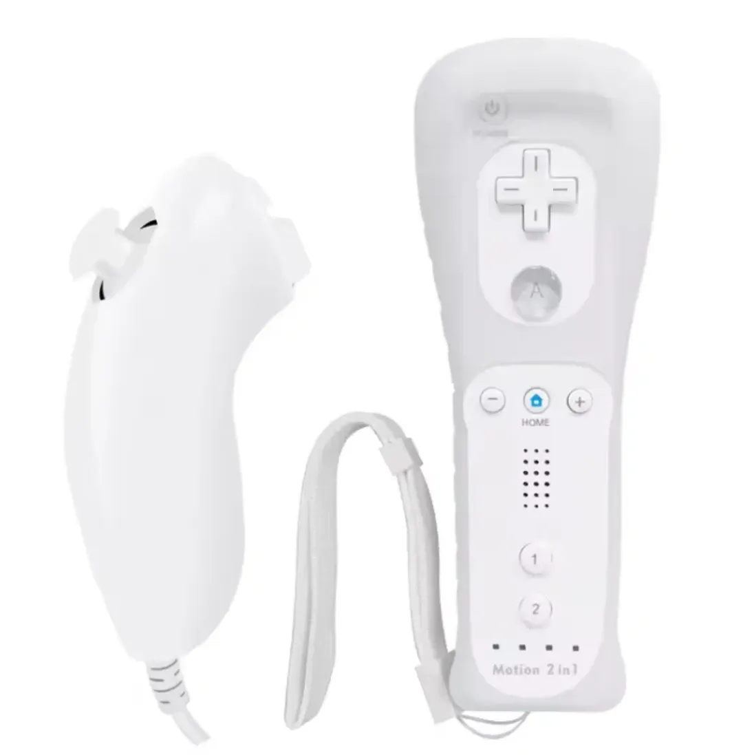 Wii Remote & Nunchuk Controller with Motion Plus – Compatible for Nintendo Wii & Wii U — White