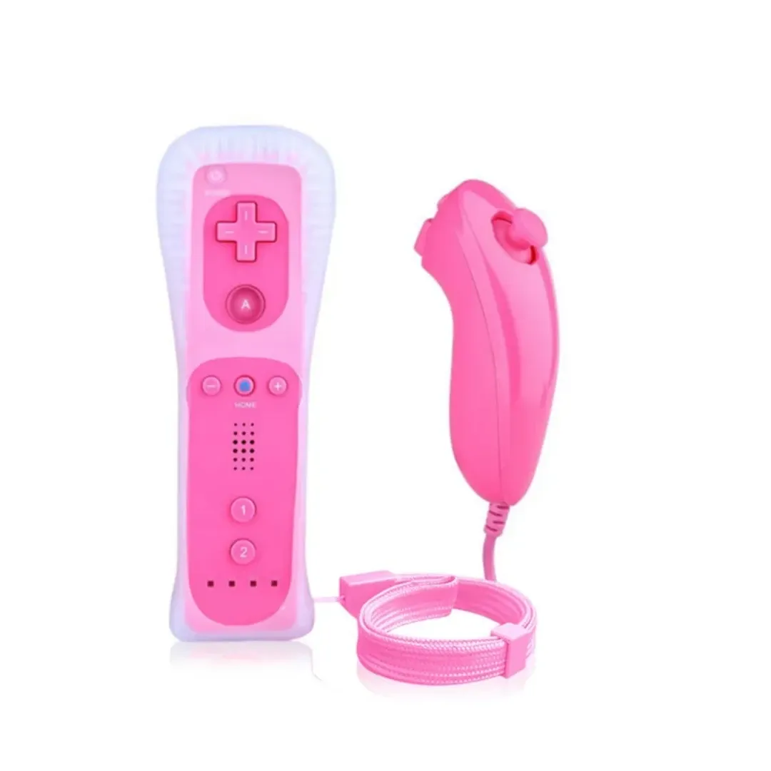 Wii Remote & Nunchuk Controller with Motion Plus – Compatible for Nintendo Wii & Wii U — Pink