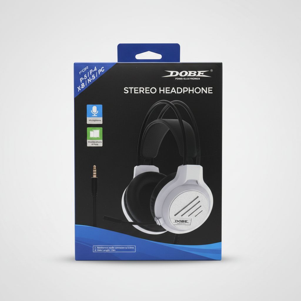 DOBE Stereo Gaming Headphone with Mic - PS5, PS4, Xbox, Switch, PC Compatible Headphones — White