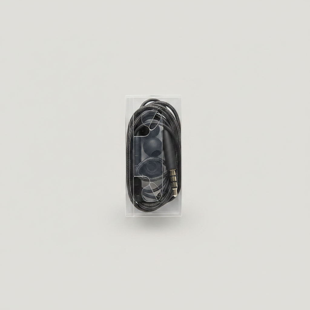 Braided Wired Earphones with Microphone - 3.5mm Jack - Black
