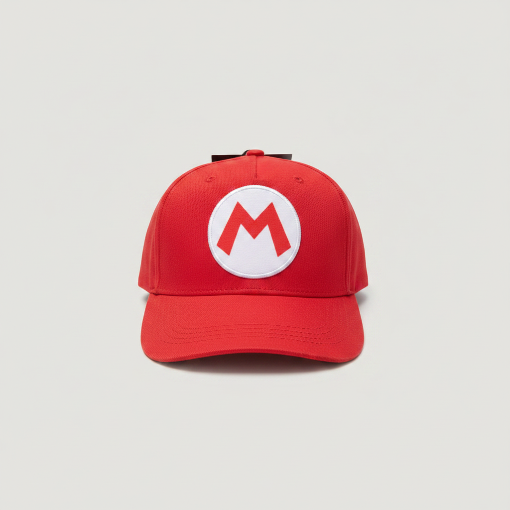Mario Classic Red Baseball Cap - Embroidered 'M' Logo - Adjustable