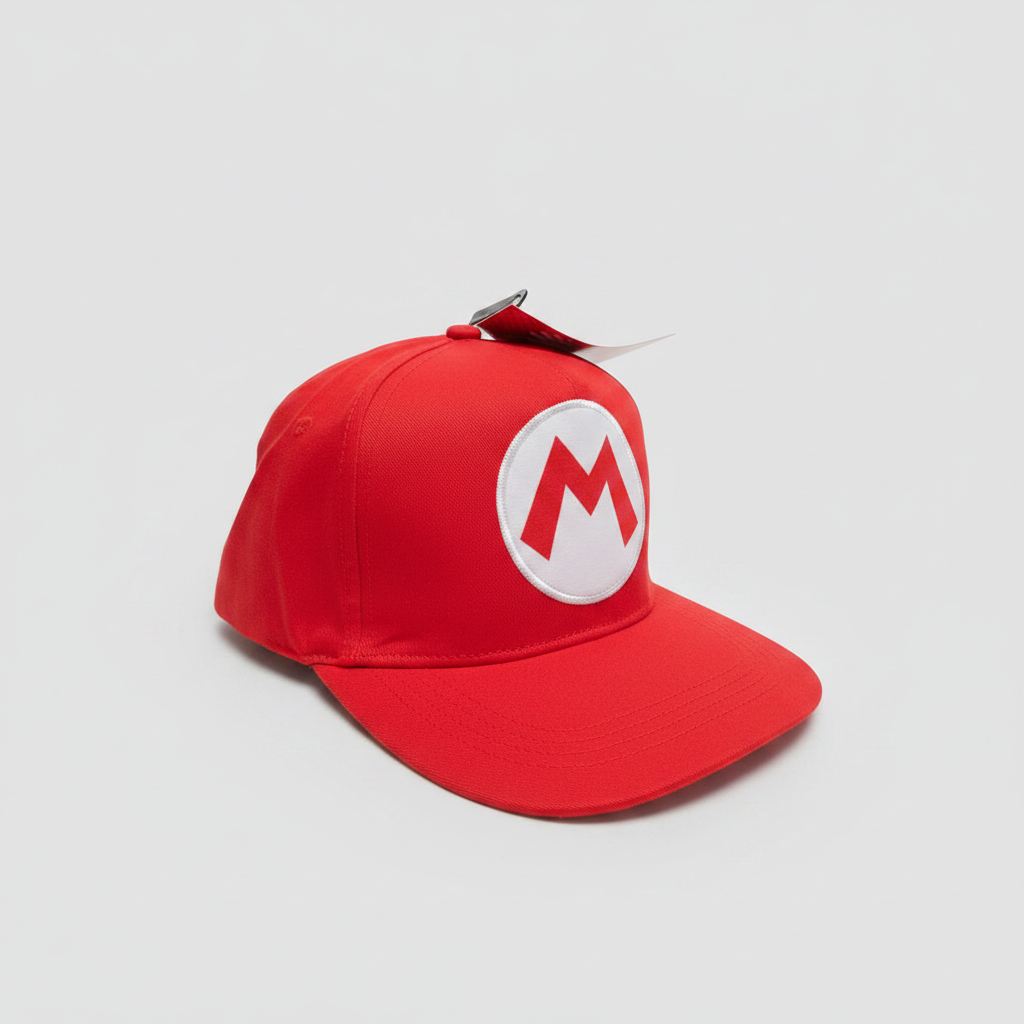 Mario Classic Red Baseball Cap - Embroidered 'M' Logo - Adjustable — Red 2