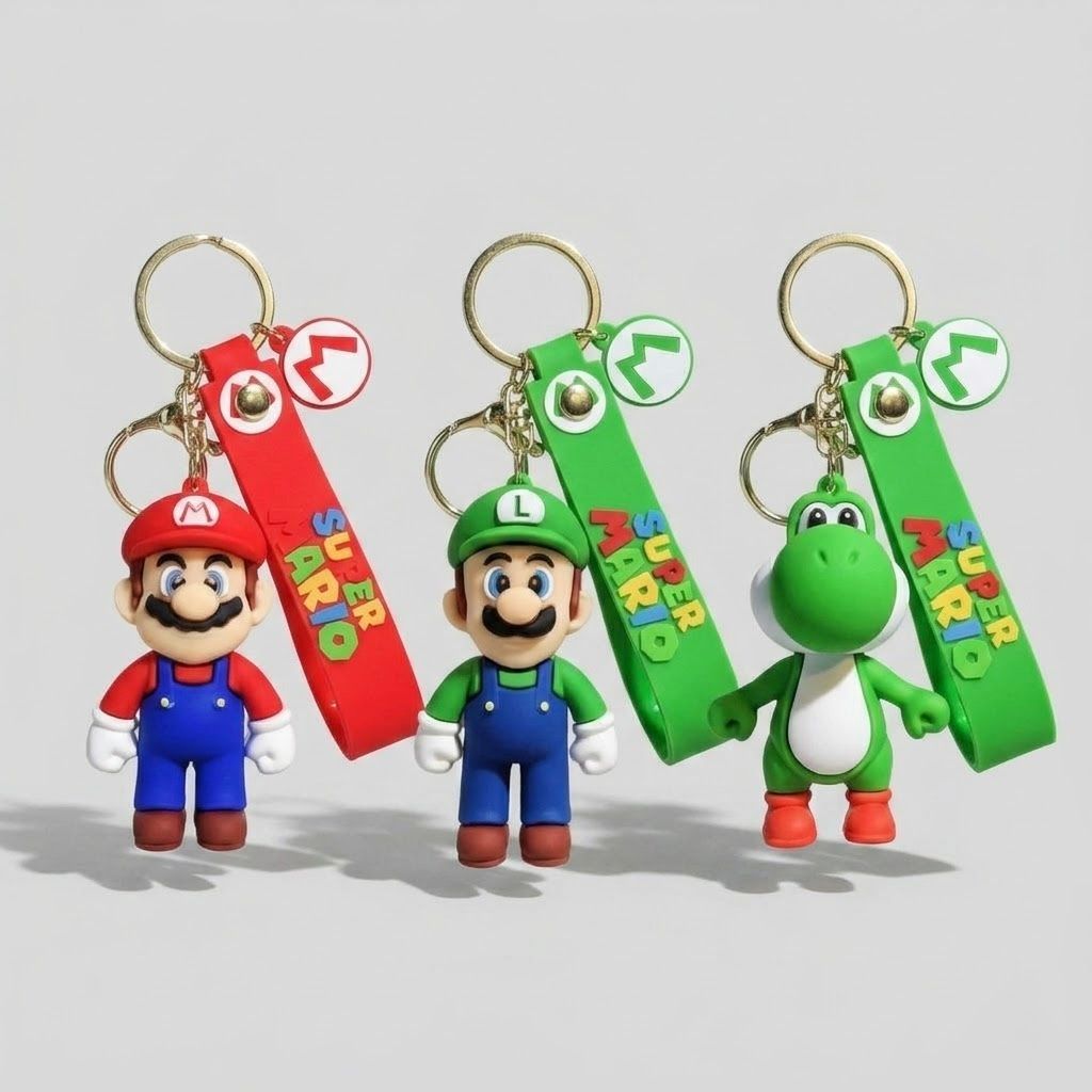 Super Mario Bros. Keychain — Complete 3-Piece Set