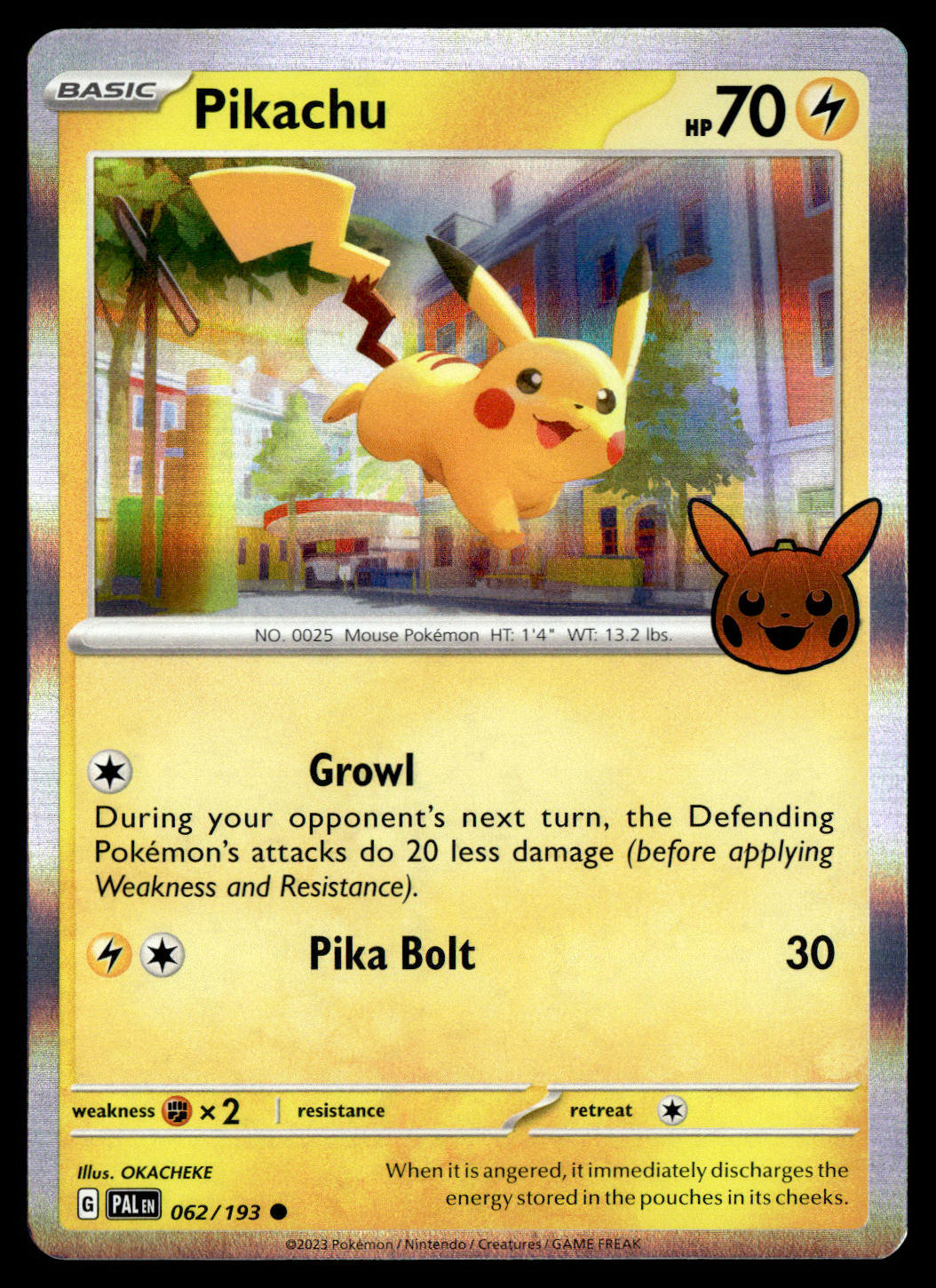 Pokémon TCG: Pikachu 062/193 Holo Rare - 2023 Trick or Trade