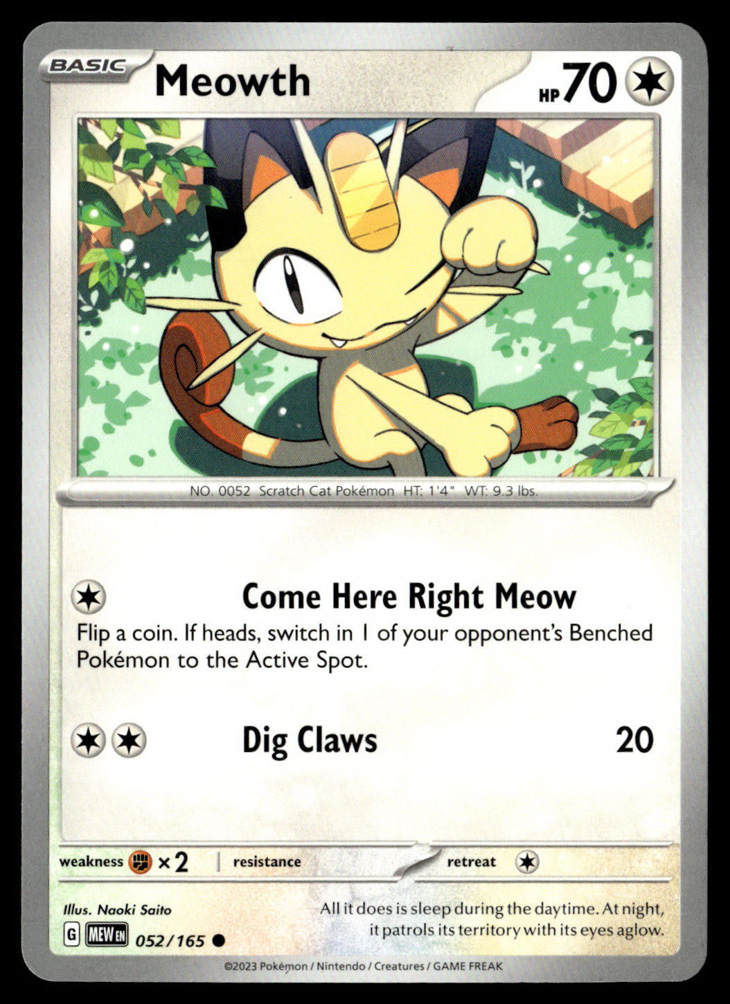 Pokémon TCG: Meowth 052/165 – Scarlet & Violet 151 – Common Card
