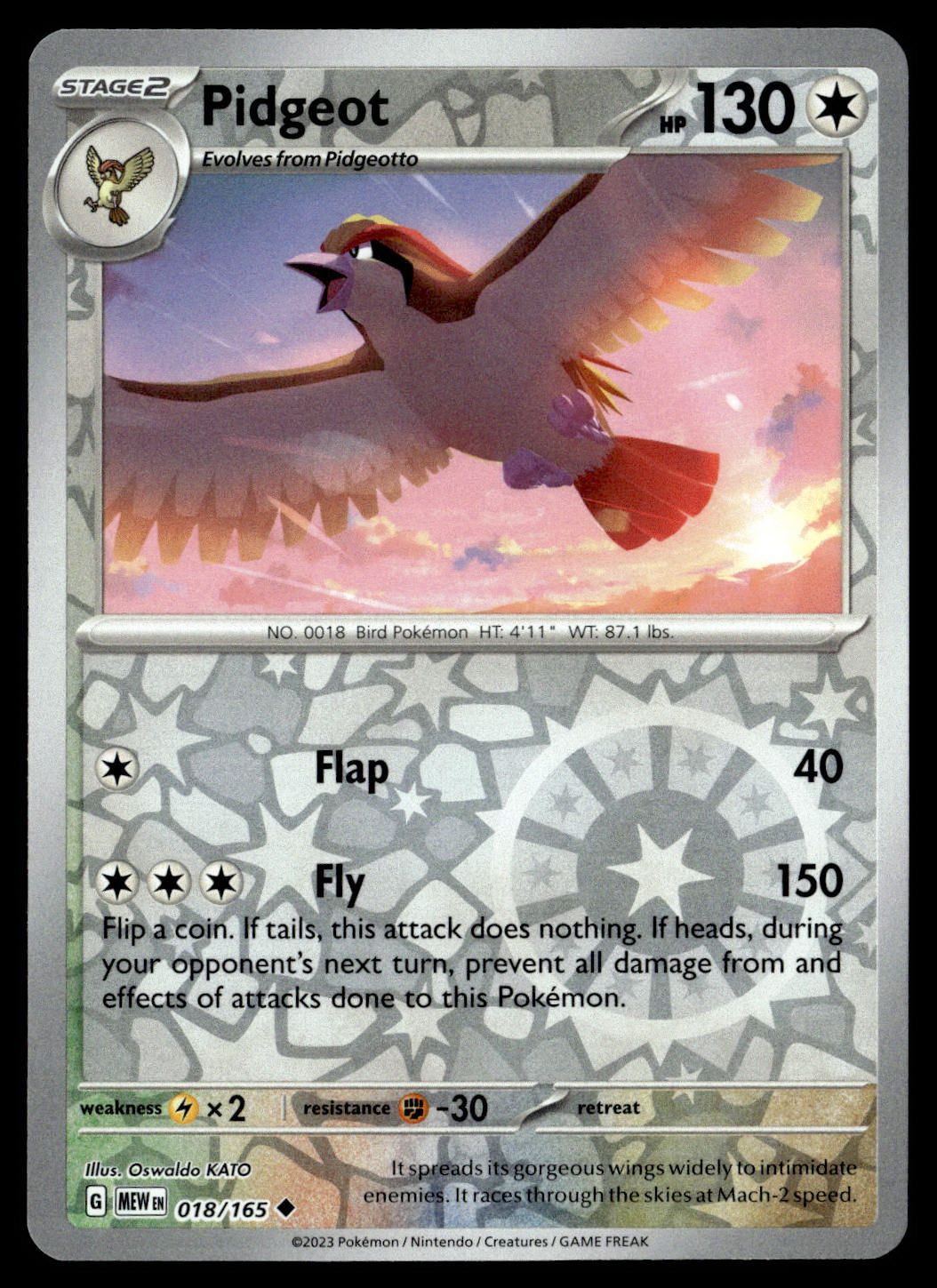 Pokémon TCG: Pidgeotto 018/165 – Scarlet &amp; Violet 151 – Reverse Holo Uncommon