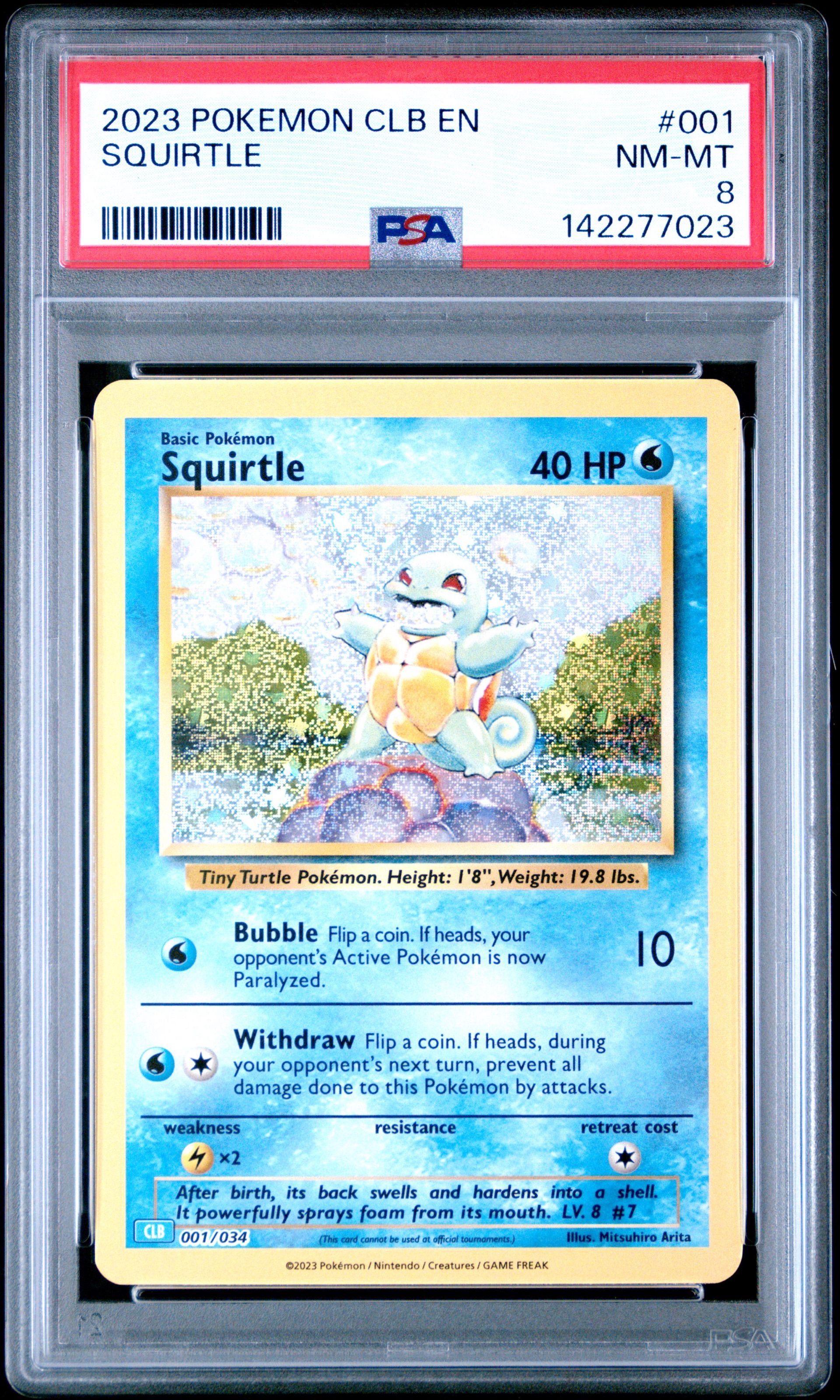Graded PSA 8 NM-MT Squirtle 001/034 – 2023 Pokémon CLB EN Classic Collection