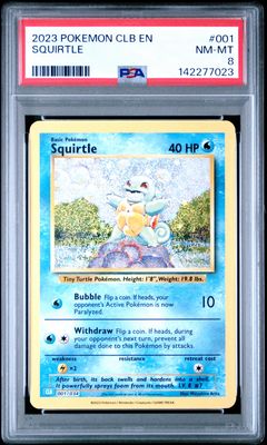Graded PSA 8 NM-MT Squirtle 001/034 – 2023 Pokémon CLB EN Classic Collection