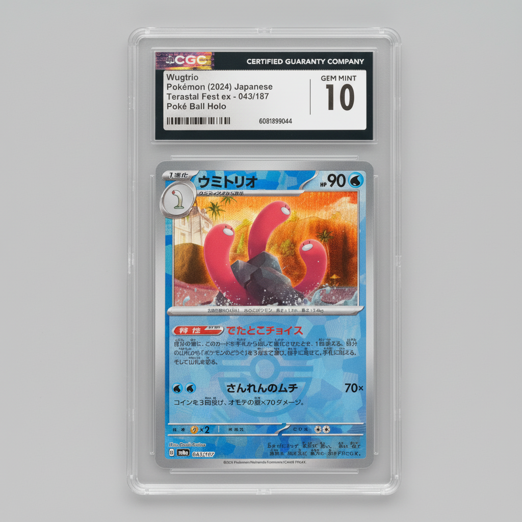 Graded CGC Gem Mint 10 Wugtrio 043/187 – 2024 Pokémon JP Terastal Fest ex – Poké Ball Holo