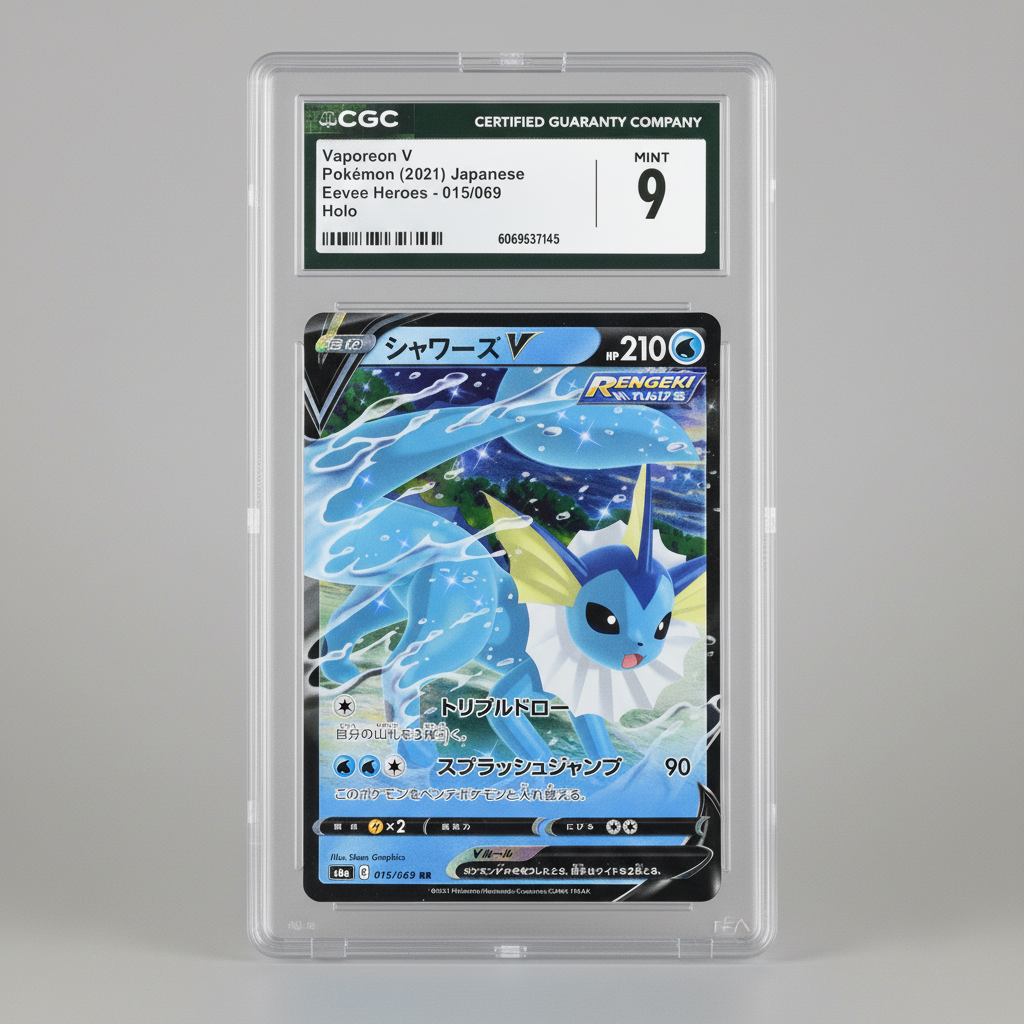 Graded CGC Mint 9 Vaporeon V 015/069 – 2021 Pokémon JP Eevee Heroes – Holo