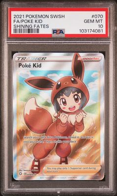Graded PSA 10 Gem Mint Full Art Poké Kid 070/072 – 2021 Pokémon SWSH Shining Fates