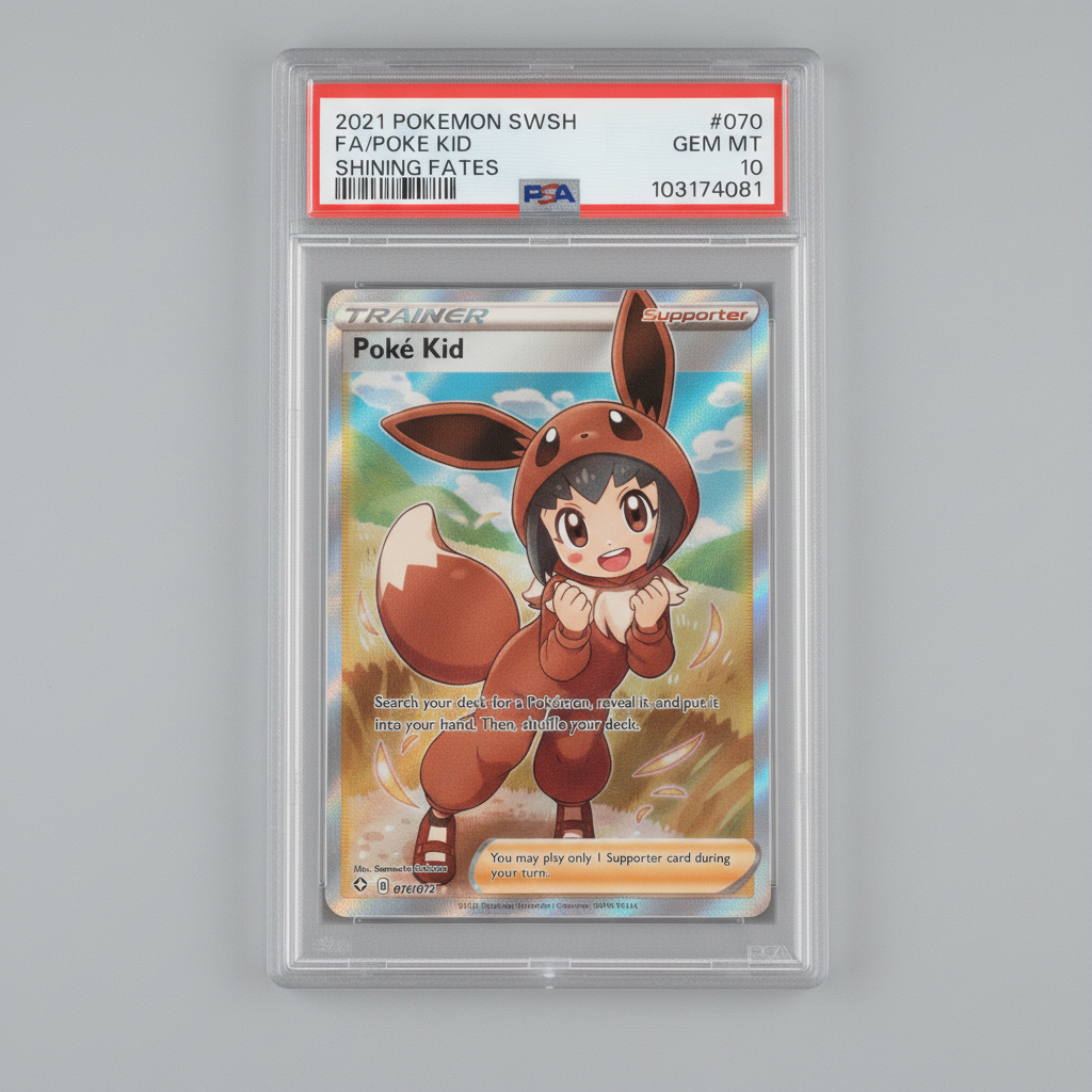 Graded PSA 10 Gem Mint Full Art Poké Kid 070/072 – 2021 Pokémon SWSH Shining Fates