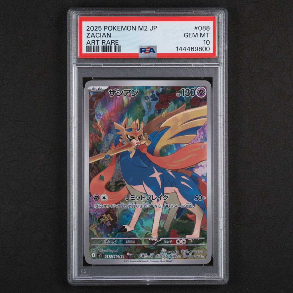 Graded PSA 10 Gem Mint Art Rare Zacian 087/080 AR – 2025 Pokémon JP M2: Inferno X