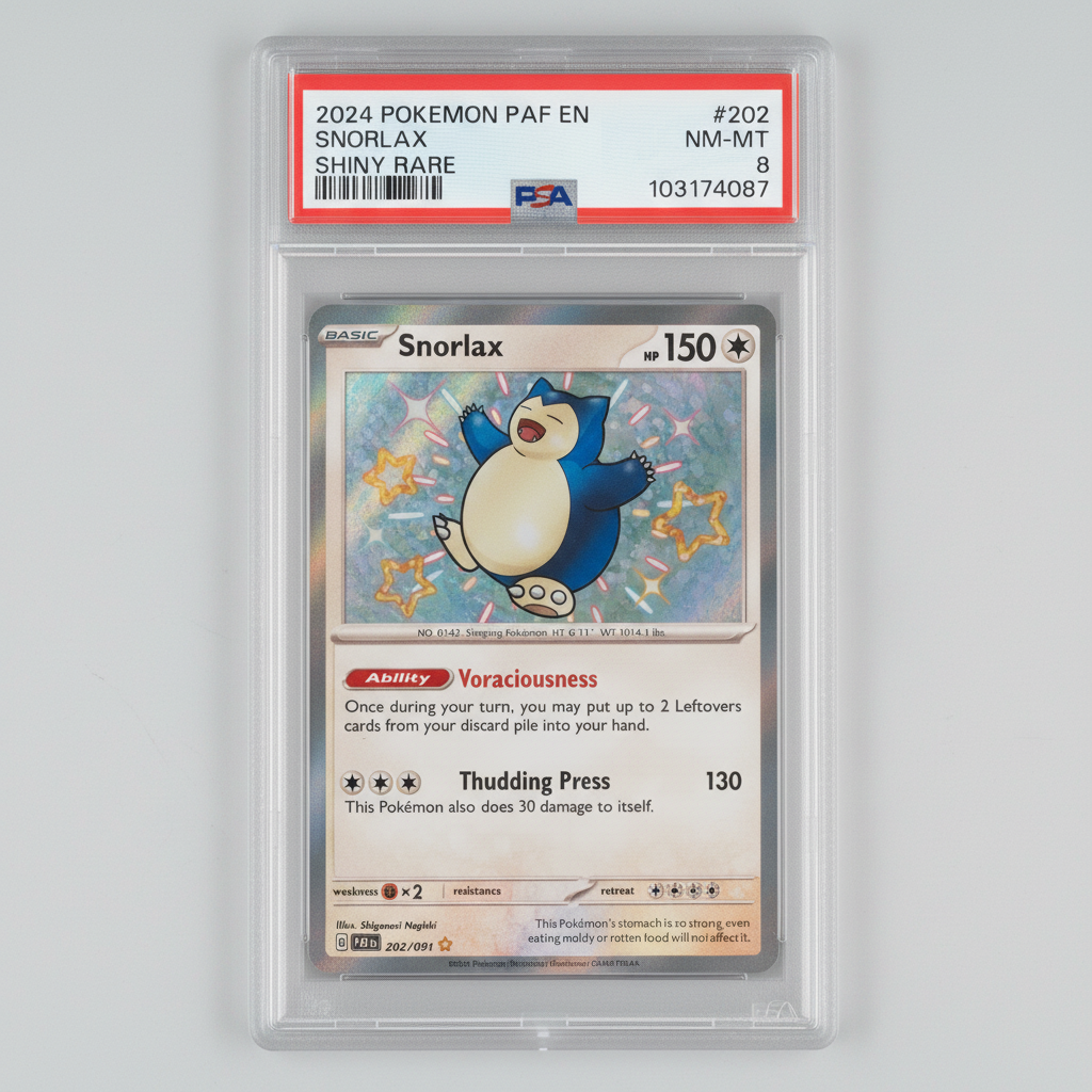 Graded PSA 8 NM-MT Shiny Rare Snorlax 202/091 SR – 2024 Pokémon PAF EN Paldean Fates