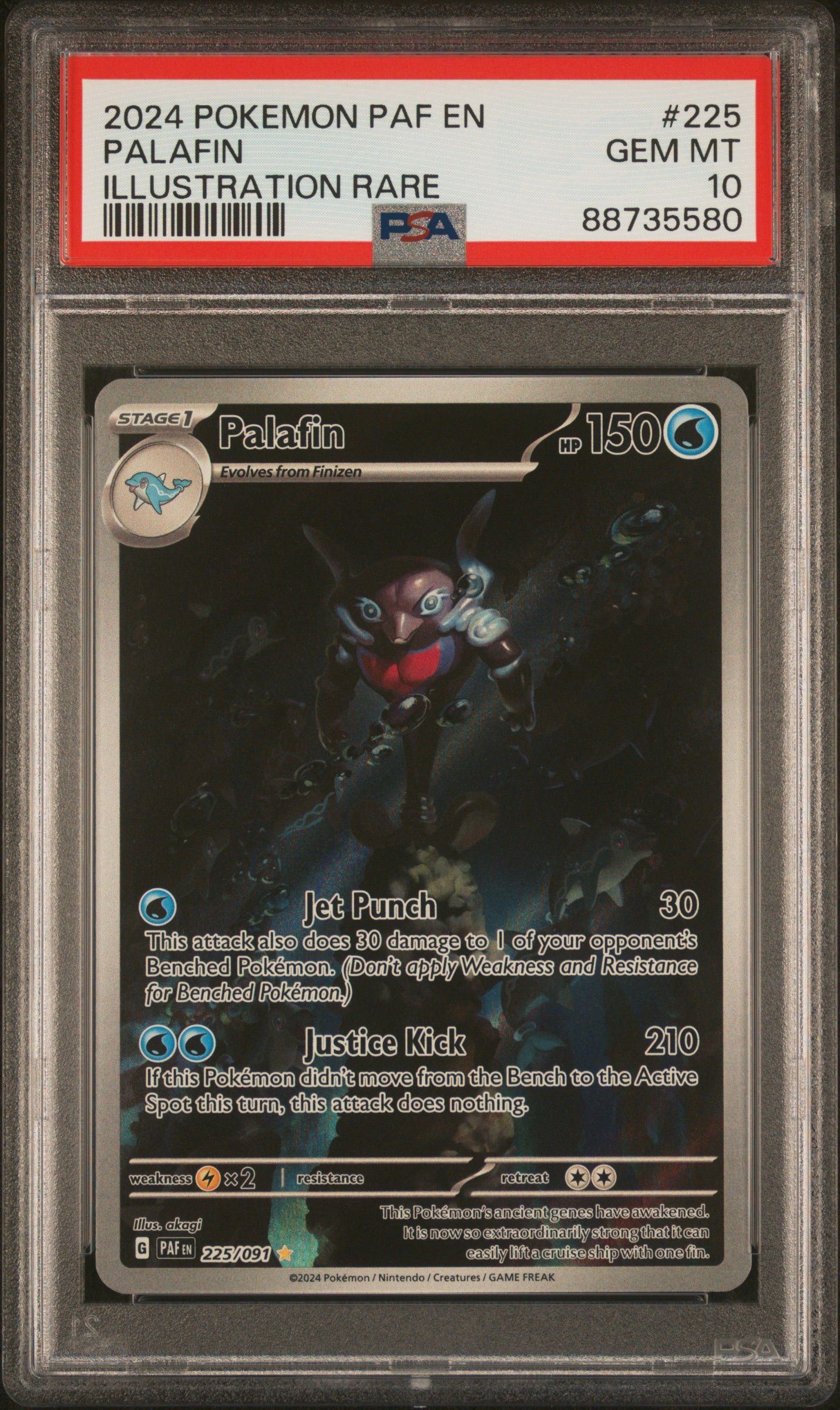 Graded PSA 10 Gem Mint Illustration Rare Palafin 225/091 IR – 2024 Pokémon PAF EN