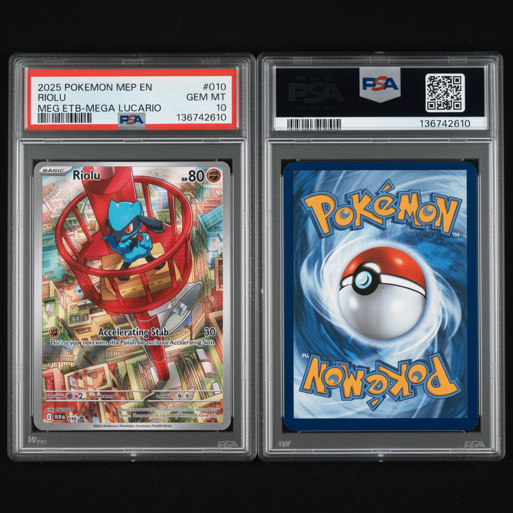 Graded PSA 10 Gem Mint Riolu 010 – 2025 Pokémon MEP EN Mega ETB - Mega Lucario Promo 3